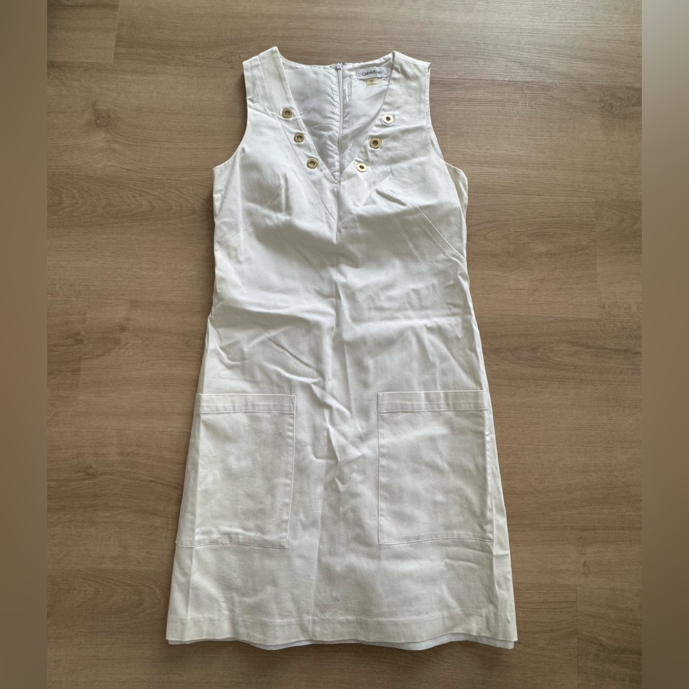 Calvin Klein White Button-Front Dress